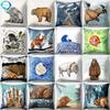 Cartoon Bear Fox Polyester Decorative Pillow Case Animal Pattern Cushion Cover Sofa Car Room Home Decor Throw Pillow Cover