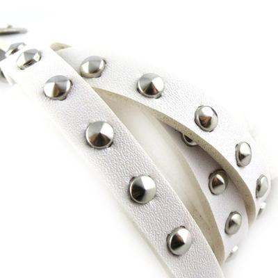 [R6909] - Weißes 'Authentik'-Lederarmband - 4 Drehungen