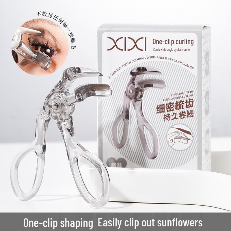 Frameless Wide-Angle Eyelash Curler with Comb, Long-Lasting Curl for Beginners