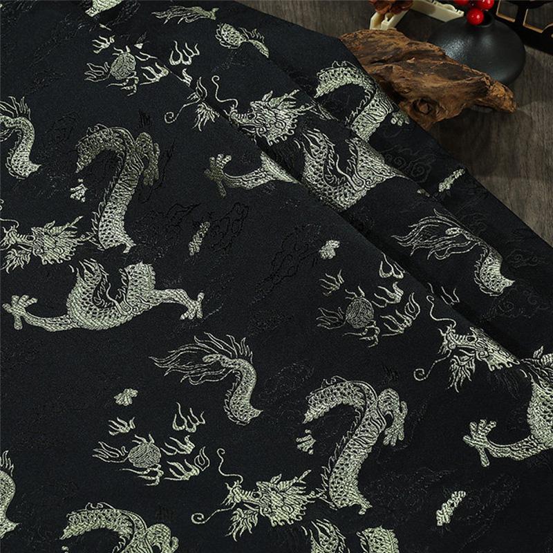 

150cm Wide Dragon Pattern Brocade Fabric Chinese Style Jacquard Satin Cloth for Handmade Diy Hanfu Tangzhuang Ethnic Costumes 100x150cm