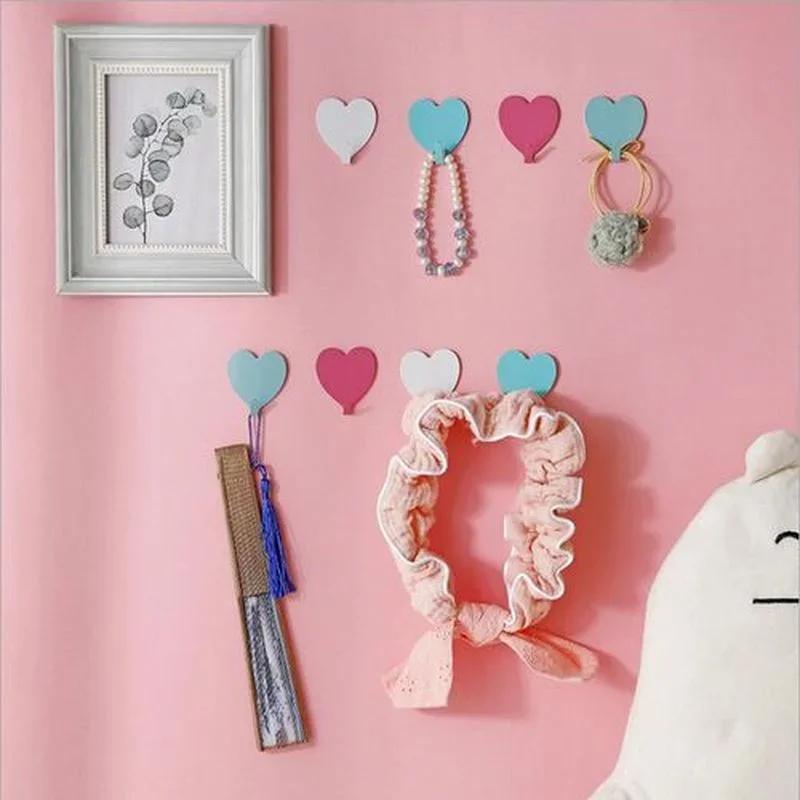 Creative Heart-shaped Hook Girly Heart Pink Love Peach Heart Stainless Steel Hook Soft Girl Room Decoration Hooks Accessories