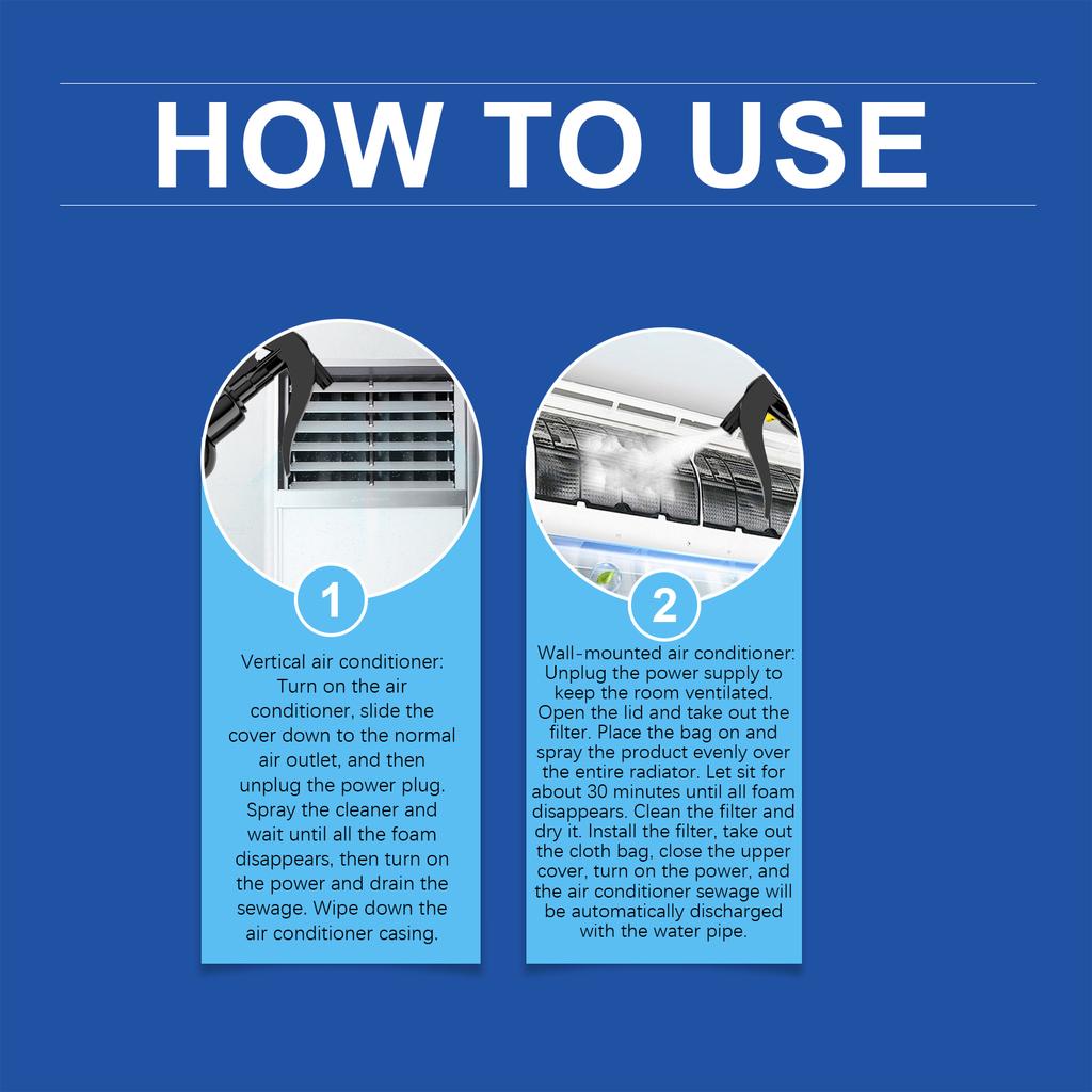Klimaanlagenreiniger Schaum für Zuhause Auto Einfach Sprühbar AC Einheit Deodorierer und Spulenreiniger Entfernt Staub Schimmel Geruch Schnell wirkend