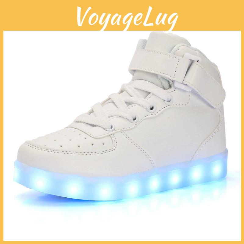 Youth Lighted Shoes Usb Powered Hightop Sneakers With Breathable Mesh And Warmth For Winter