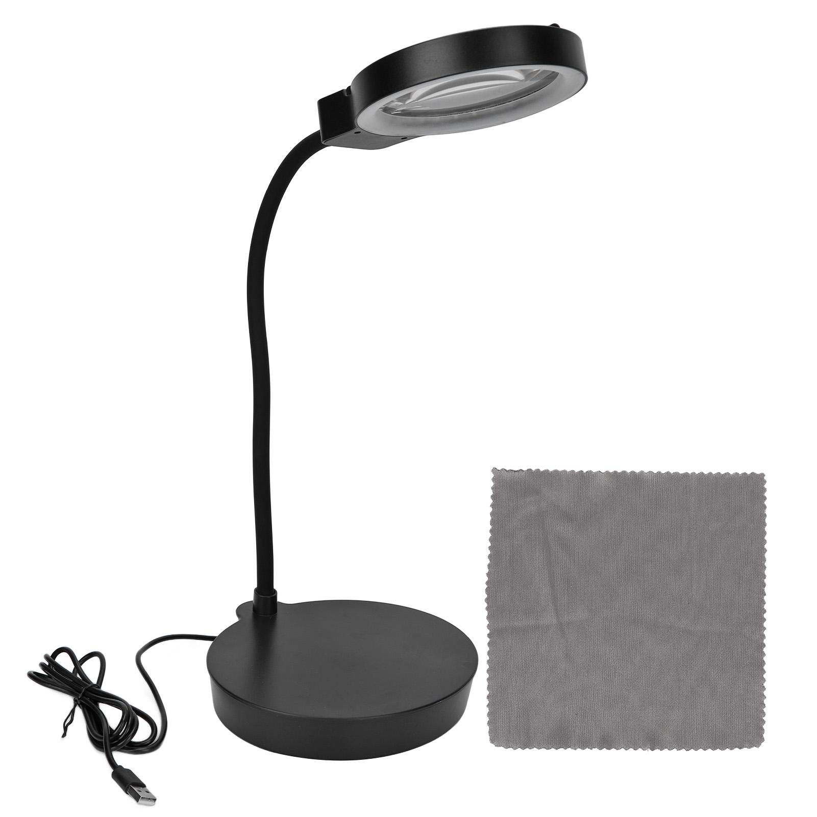 

Magnifying Glass Desk Lamp Desktop Base Adjustable LED Ring Magnifying Glass Light for Eyebrow чорний