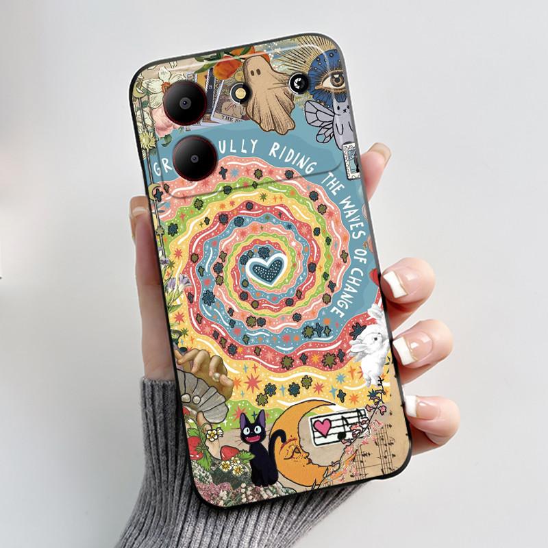 Süße Cartoon Hülle Für ZTE Blade A54 Fundas Capa Druckschale Schutzhülle Weiches Silikon Schwarzes Gehäuse Coque