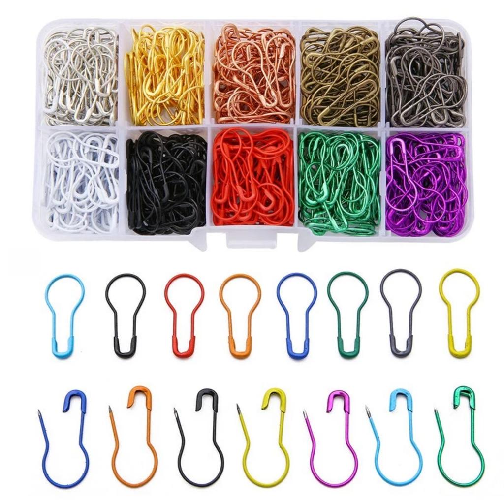 500Pcs/box Mixed Color Safety Needle Gourd Shaped Metal Clip, Handmade DIY Clothing Sewing Tool  Needle Clip Jewelry Accessories