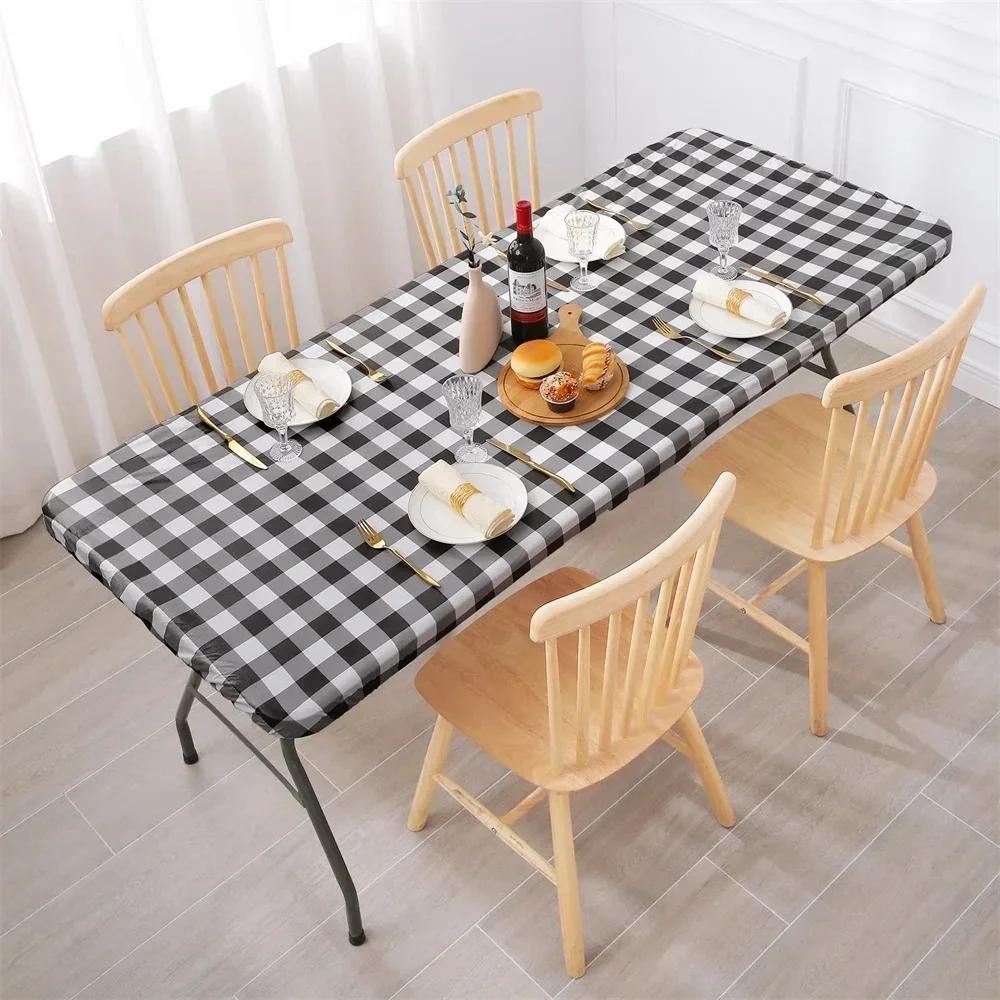 Tischdecke Elastisch Passend Vinyl Wasserdicht Tischdecke Flanellrückseite Rechteckig Tischabdeckung Klapptisch Abwischbar Outdoor