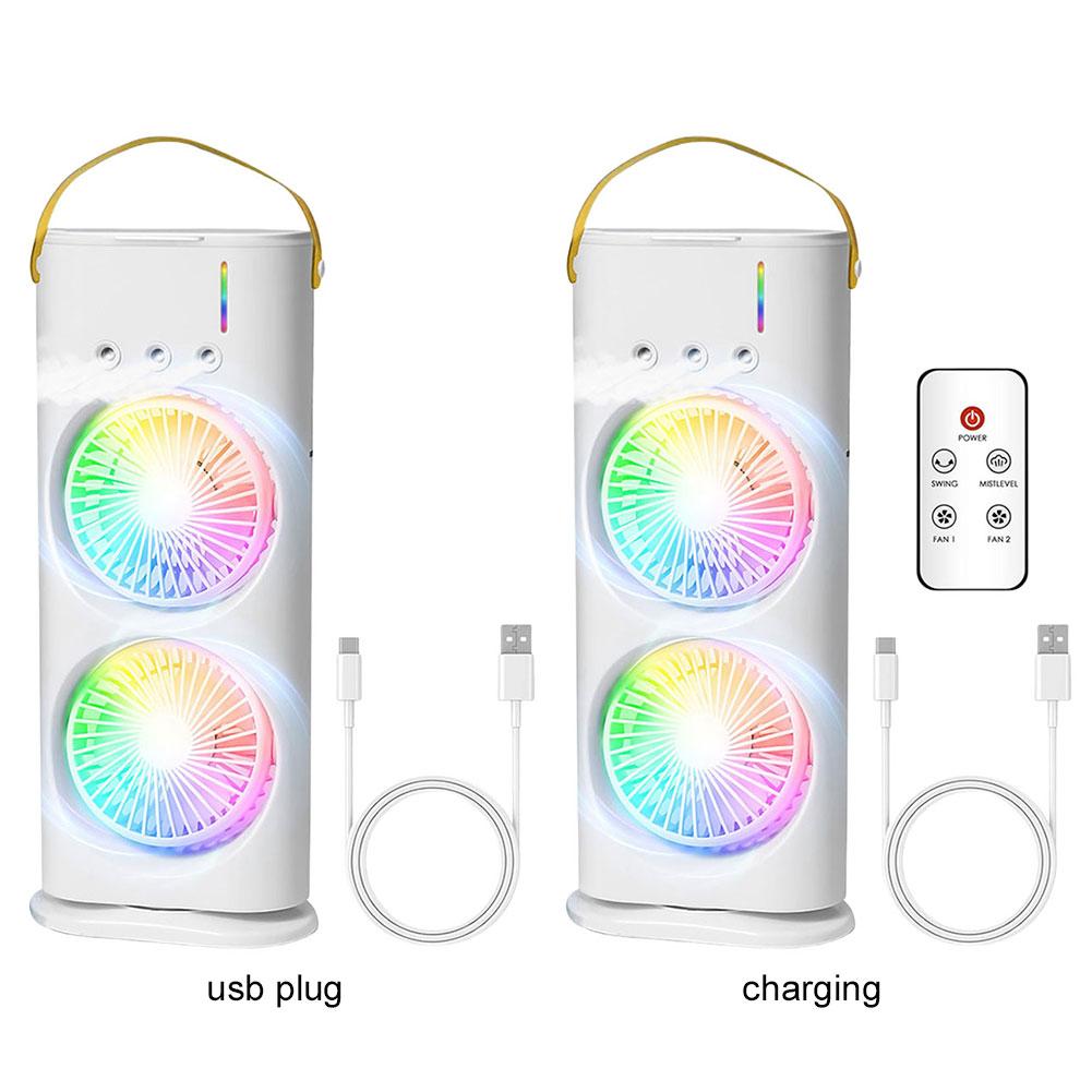 3 Speeds Humidifier Fan LED Night Lights Small Cooling Fan for Room Bedroom Office