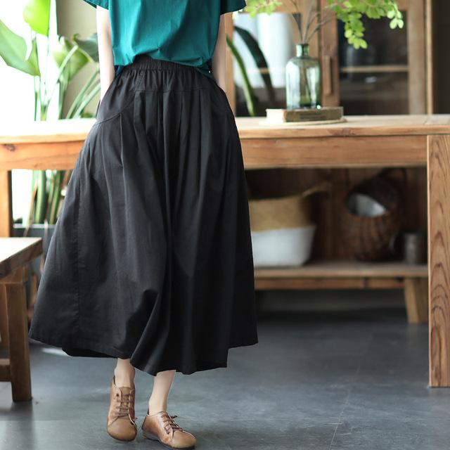 

Spring Elegant Clothes Womens Luxury Loose Leisure A-Line Skirts Ladies Classic Plus Size M чёрный