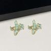 1 Pair Luxury Golden and Silver Earrings Zinc Zinc Alloy Metal Flower Ear Studs Enamel Iris Earrings  for Gift