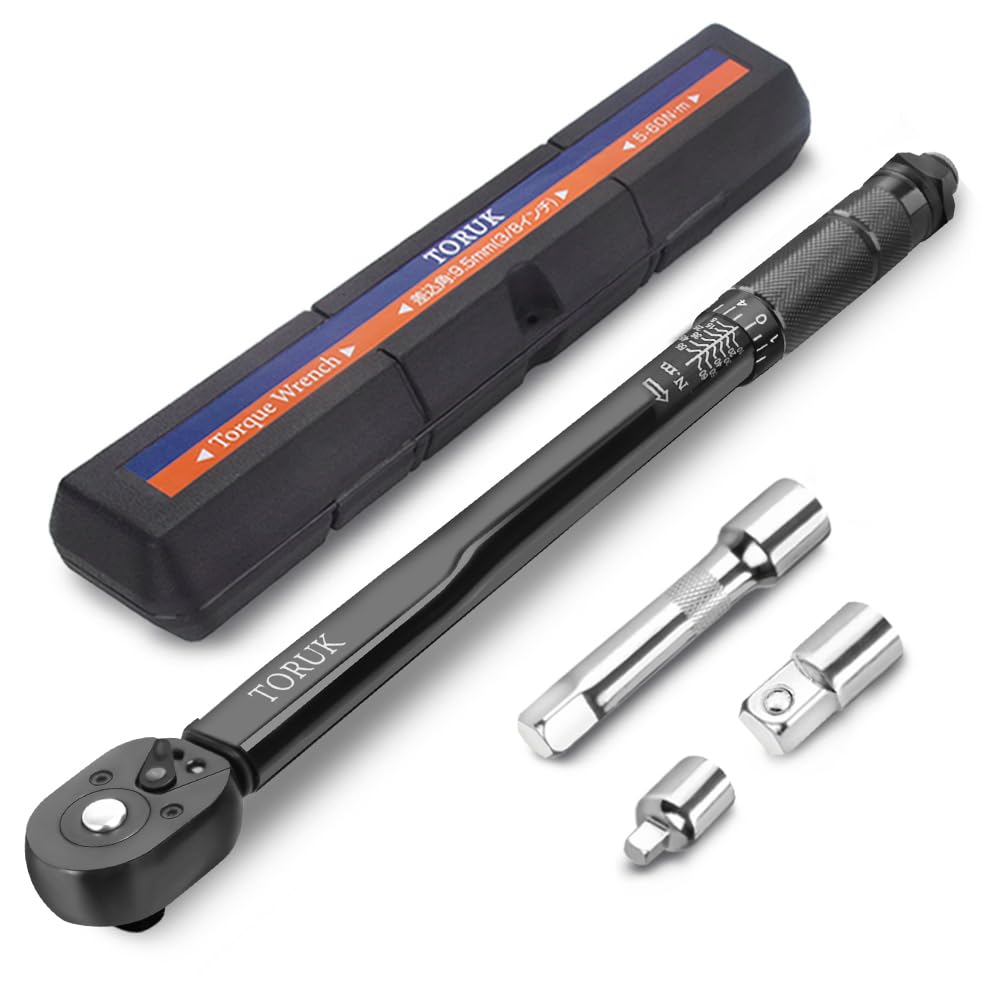 TORUK Torque Socket Conversion Conversion Extension Bar Toruk Repair Tire Bicycle Comes with Special Calibration Black Wrench, Pre-set Type, 9.5mm