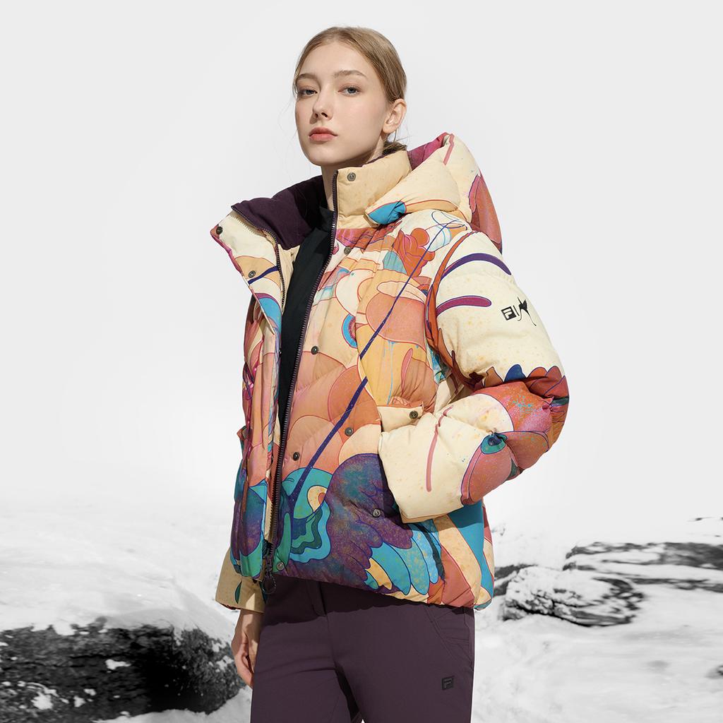 FILA Explore Fashion Zip-Up Hooded Long Sleeve Down Jacket Women Outerwear A11W447912F-ZA