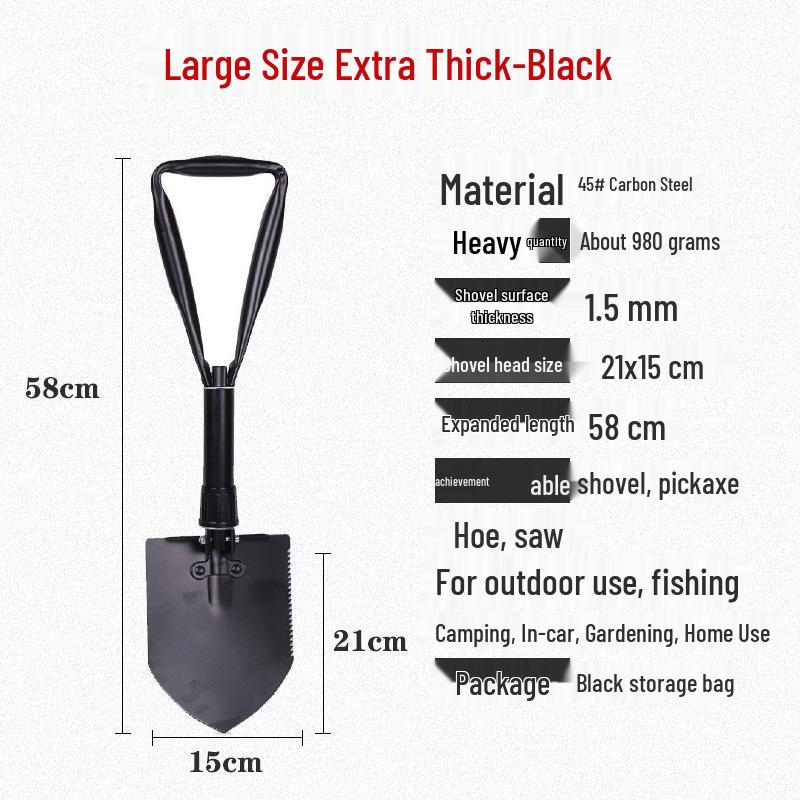 Pala Pieghevole Multifunzionale Portatile per Emergenze, Outdoor, Pesca e Giardinaggio