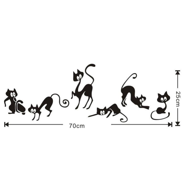 Six Cute Cats Waist Line Home Decoration Wall Stickers Creative Wallpaper Cat Stickers