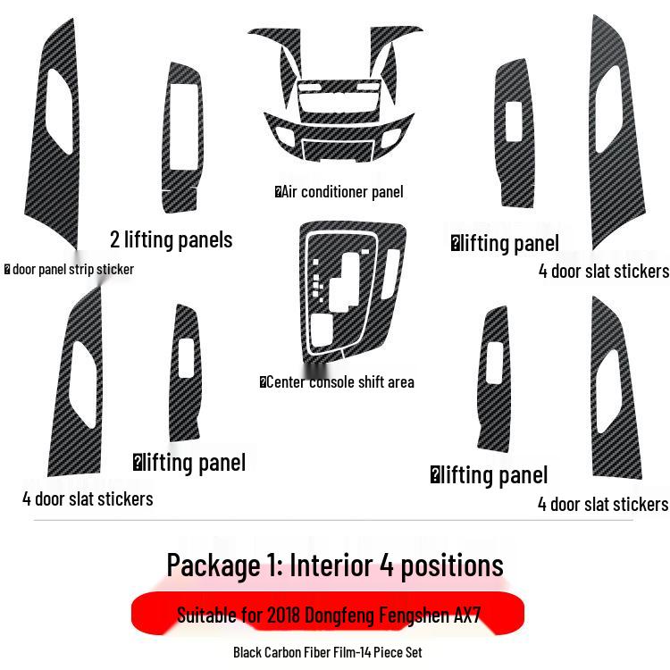 Dongfeng Fengshen AX7 Interior Carbon Fiber Center Console Protective Sticker: Fits 18 Models