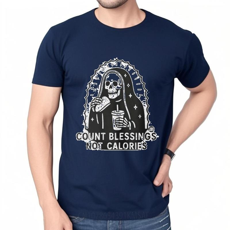 

Men tshirt Anime Cotton Tshirt for man Graphic summer For man tshirt Count Blessings Not Calories Short Sleeve Rock Oneck Top 4XL