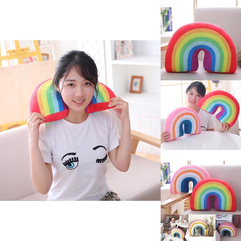 Soft Plush Rainbow Shaped Pillow For Cozy Sleep And Playtime Comfort Gift