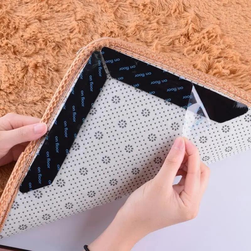 Carpet Non-slip Sticker Reusable Washable Anti Curling Carpet Patch Fixed Stickers Floor Rug Mat Tape Gripper Corner Mat