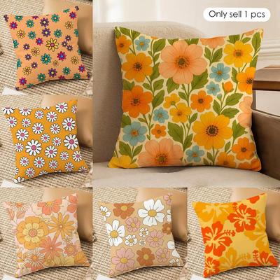 Retro Floral Cushion Cover Soft Plush Fabric DoubleSided Printed Cushion Covers for All Seasons Home Decor