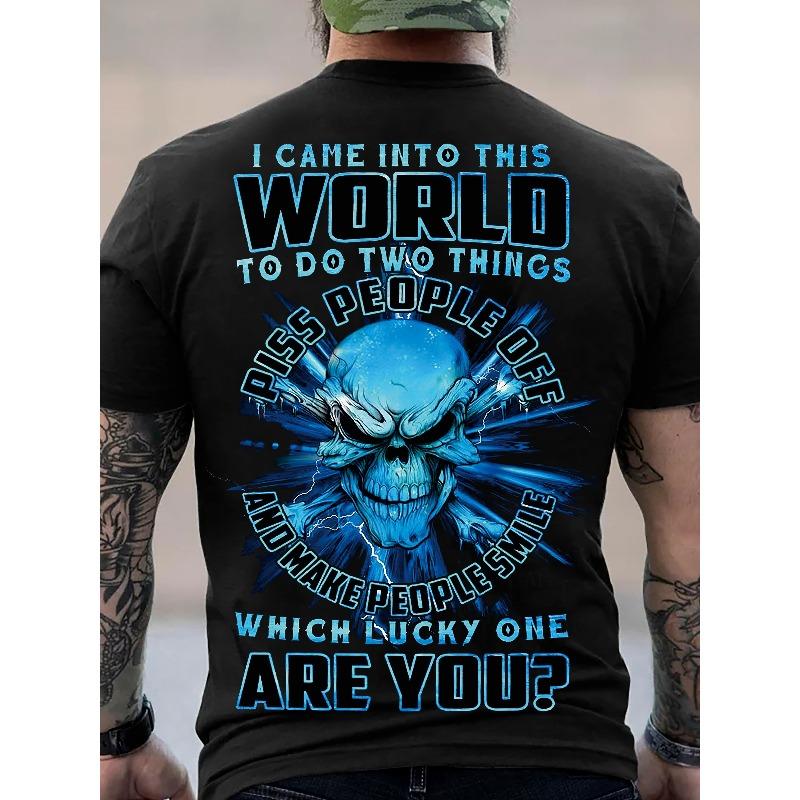 

European Size Men 3D Skull Print T-Shirt with Design - Stretchy, Plus Size Bold 3D Bone & Skull Graphic Tee for Casual Outdoor Summer Wear 4XL чорний