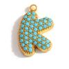 Capital A-Z Initial Letter Pendants Pave Blue Synthetic Stone Minimalist Jewelry Charm for DIY Craft Accessory