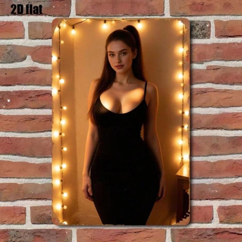 Black White Woman Silhouette Metal Wall Art 20x30cm Vintage Tin Sign Decor for Living Room Cafe Gift
