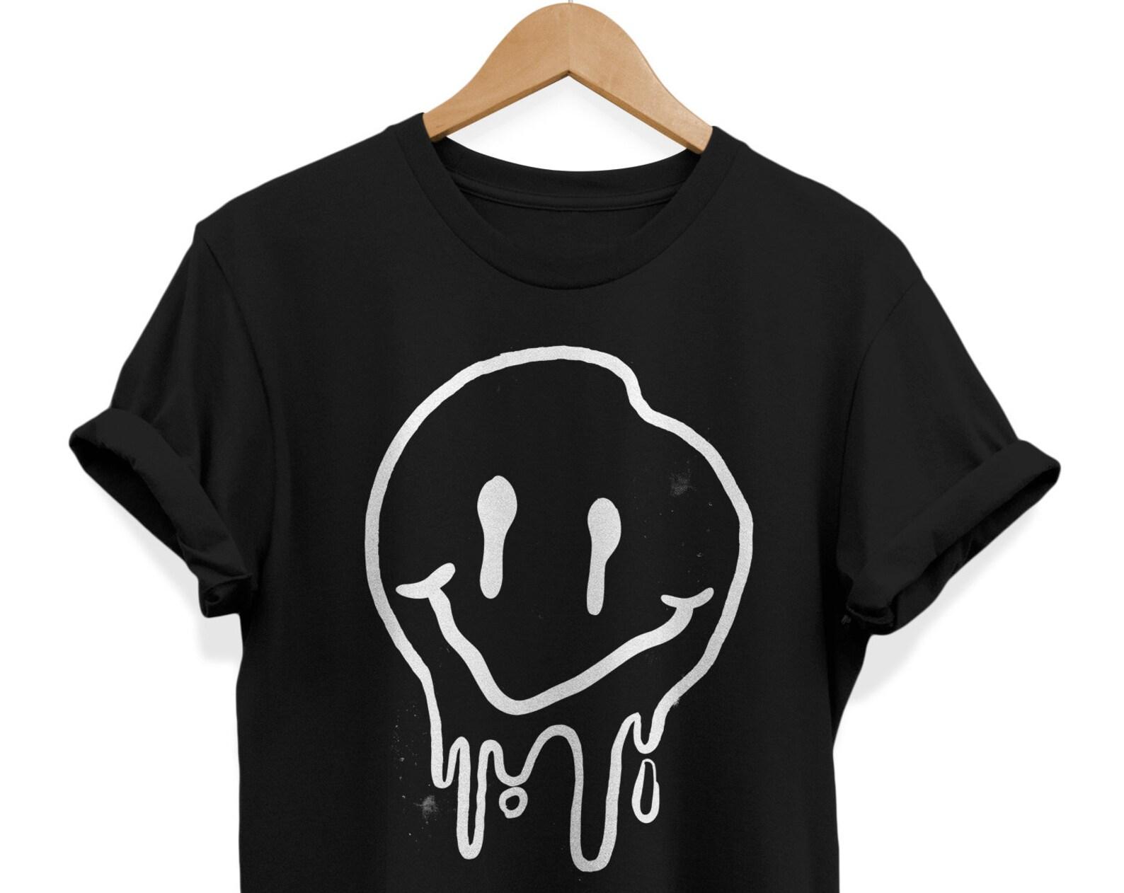 Melting Smiley T-shirt: Y2K Psychedelic Rave Clothing 3XL