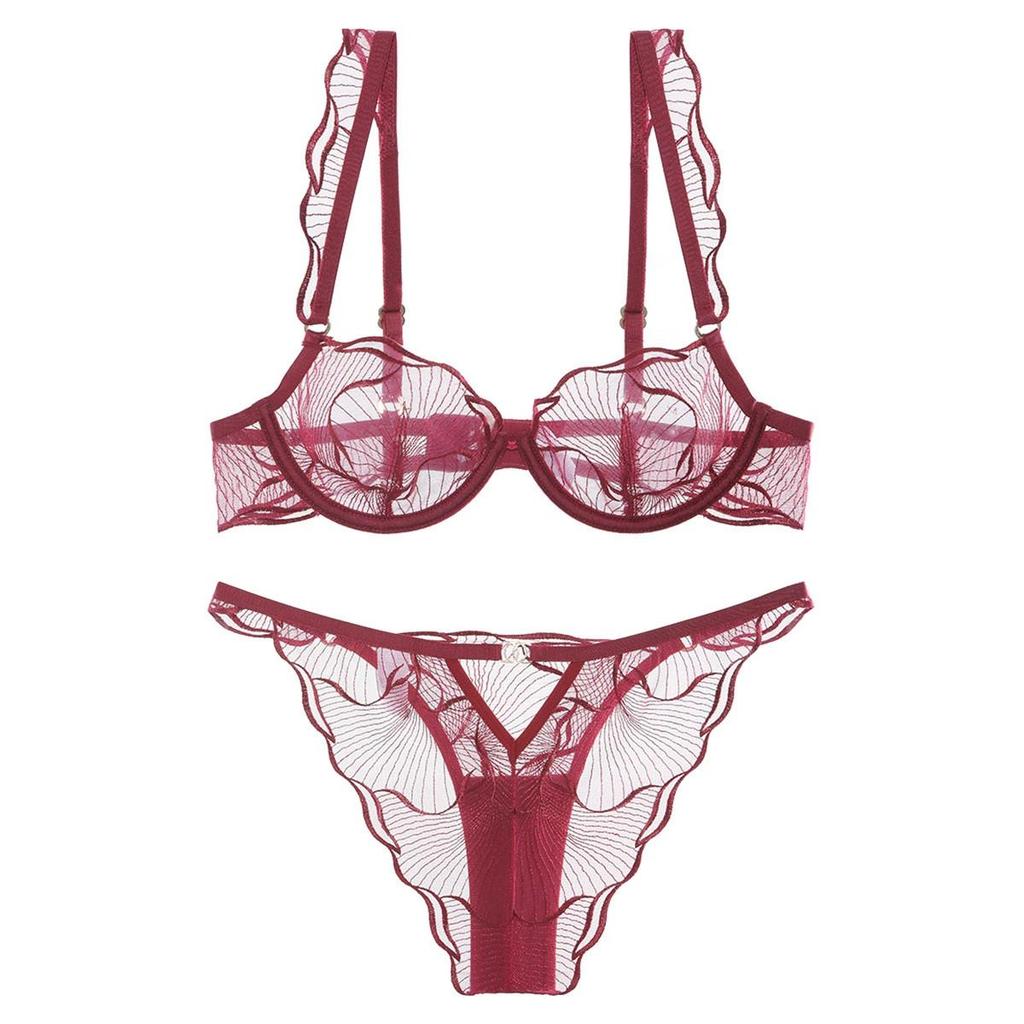 Set Intimo Ultra Sottile Francese Sexy Rete Traspirante Reggiseni Donne Estate Pizzo Lingerie Nero Tentazione Intimo Slip Set