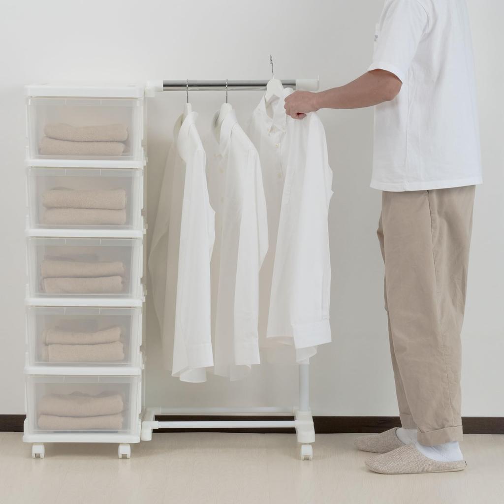 JEJ SEEDS Hanger Rack Chest & 5-Drawer Set, Clear, SIU-5-CL-H