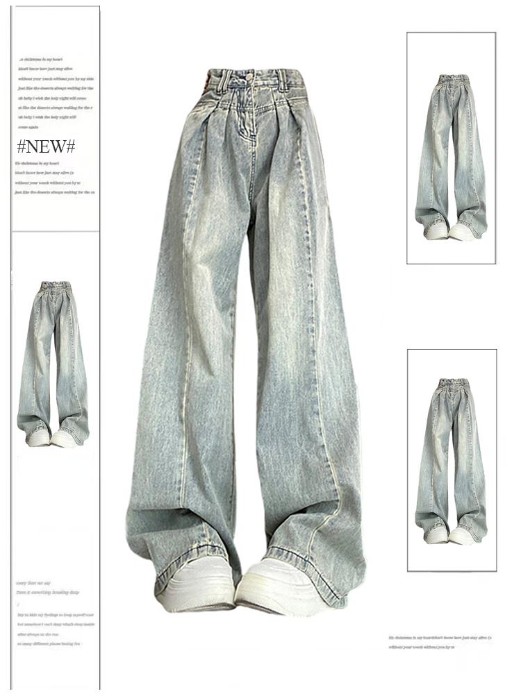 Women's Blue Jeans Baggy Harajuku Aesthetic Oversize Denim Trousers Y2k Loose Wide Jean Pants Vintage 2000s Casual Clothes 2026