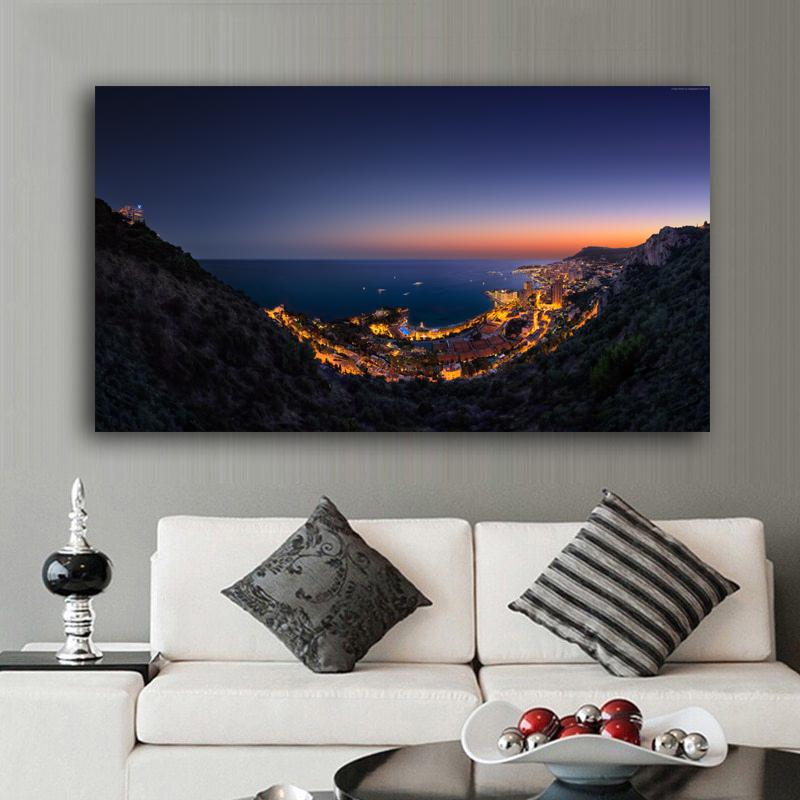 

НАДЕЖНЫЕ ХУДОЖЕСТВЕННЫЕ Плакаты и принты Монако Vista Palace Ночная сцена Небо Море Лодки Куадрос Холст Картина Настенное искусство для гостиной 21*30cm