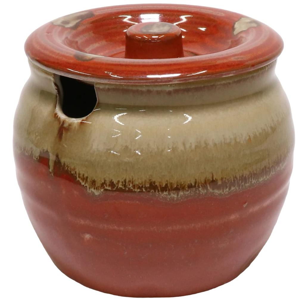 Red and White Condiment Size 5 X Earthenware Japanese Commercial Container, [13.7 12.3cm], [Japanese Restaurant, Inn, Tableware, Use]
