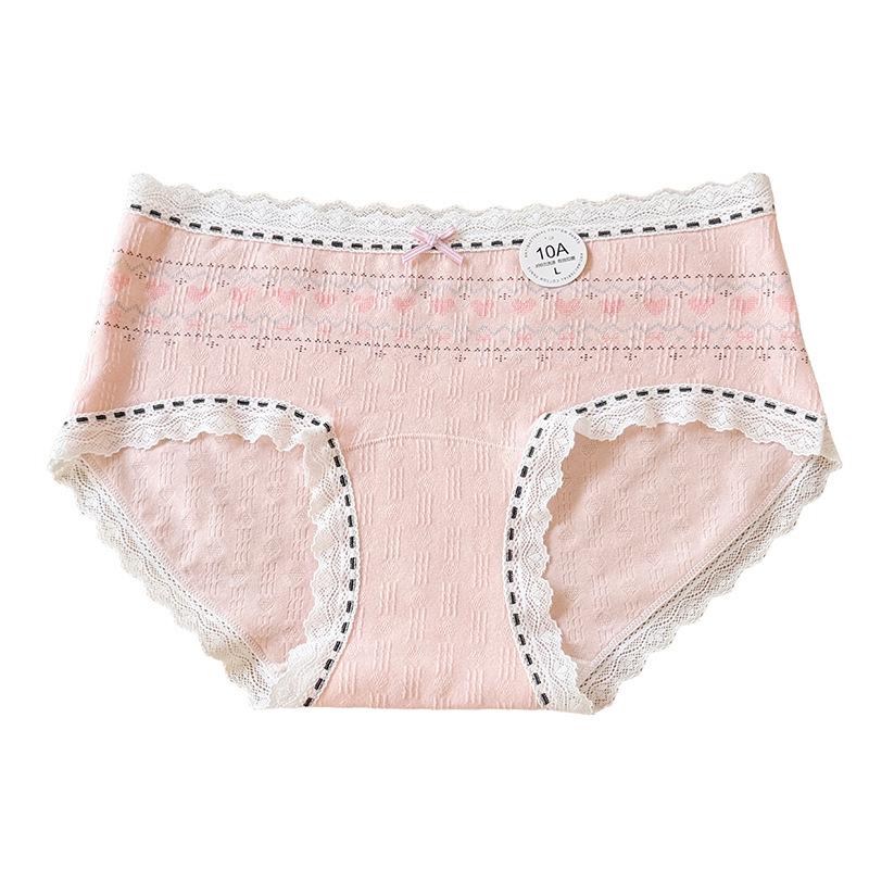 10A Antibacterial Lace Sweet Fresh Cotton Panties with Extended Crotch – Comfortable & Breathable Teen Briefs