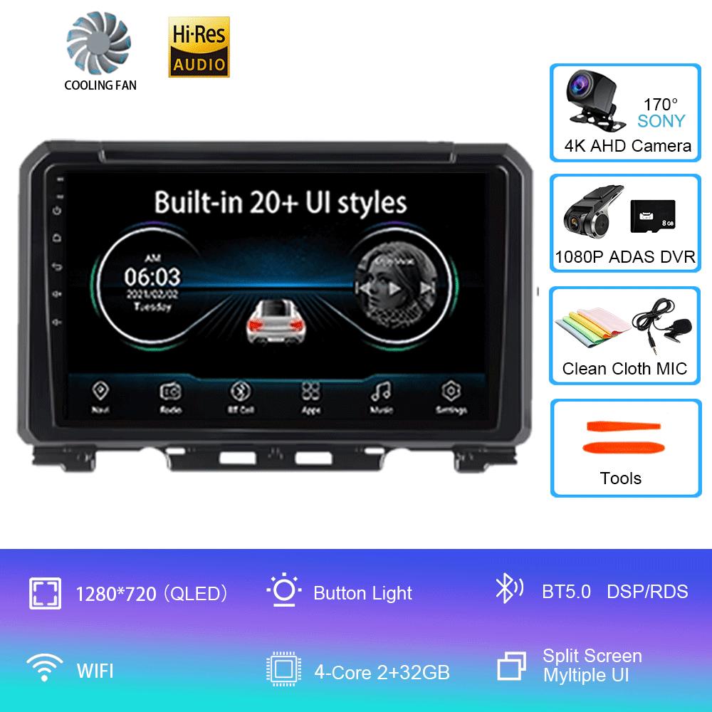 For Suzuki Jimny JB64 JB74 2018 2019 2020 Antoradio Android 14 2 Din Car Multimedia Stereo Player GPS Navigation Wifi DSP 9 Inch