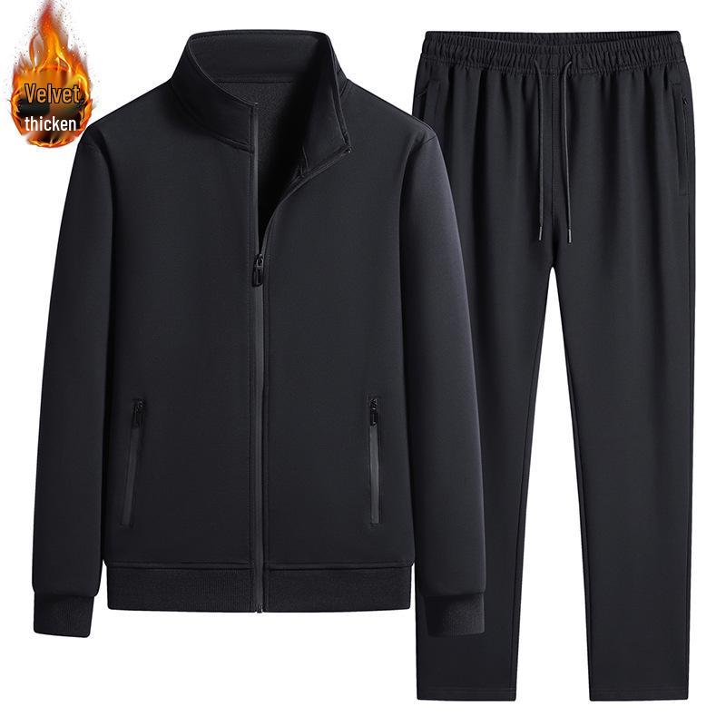 Men's Cotton Stand-up Collar Tracksuit: Spring/Autumn Hoodie & Pants Set for Sports and Casual Wear