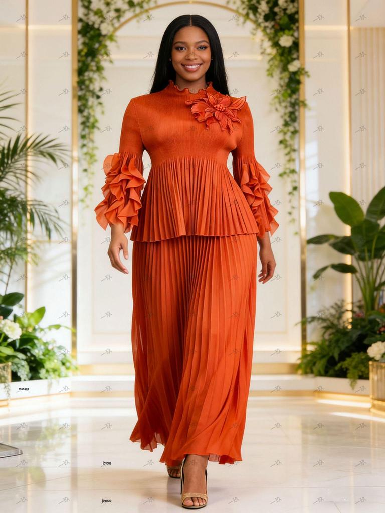 Miyake Africa Pleated European American Women's Plus Size Elegant Autumn Suit 2025