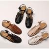 Women's Sandals Summer Baotou Square Head Retro Sandals Women's Summer New Fashion Thick Heel Outer Wear Woven Roman Sandals
