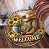 1Pc Cowgirl Boots Hat Circular Print Rug - home decoration Carpet For Living Room Bedroom Flooring Computer Chair Area Rug