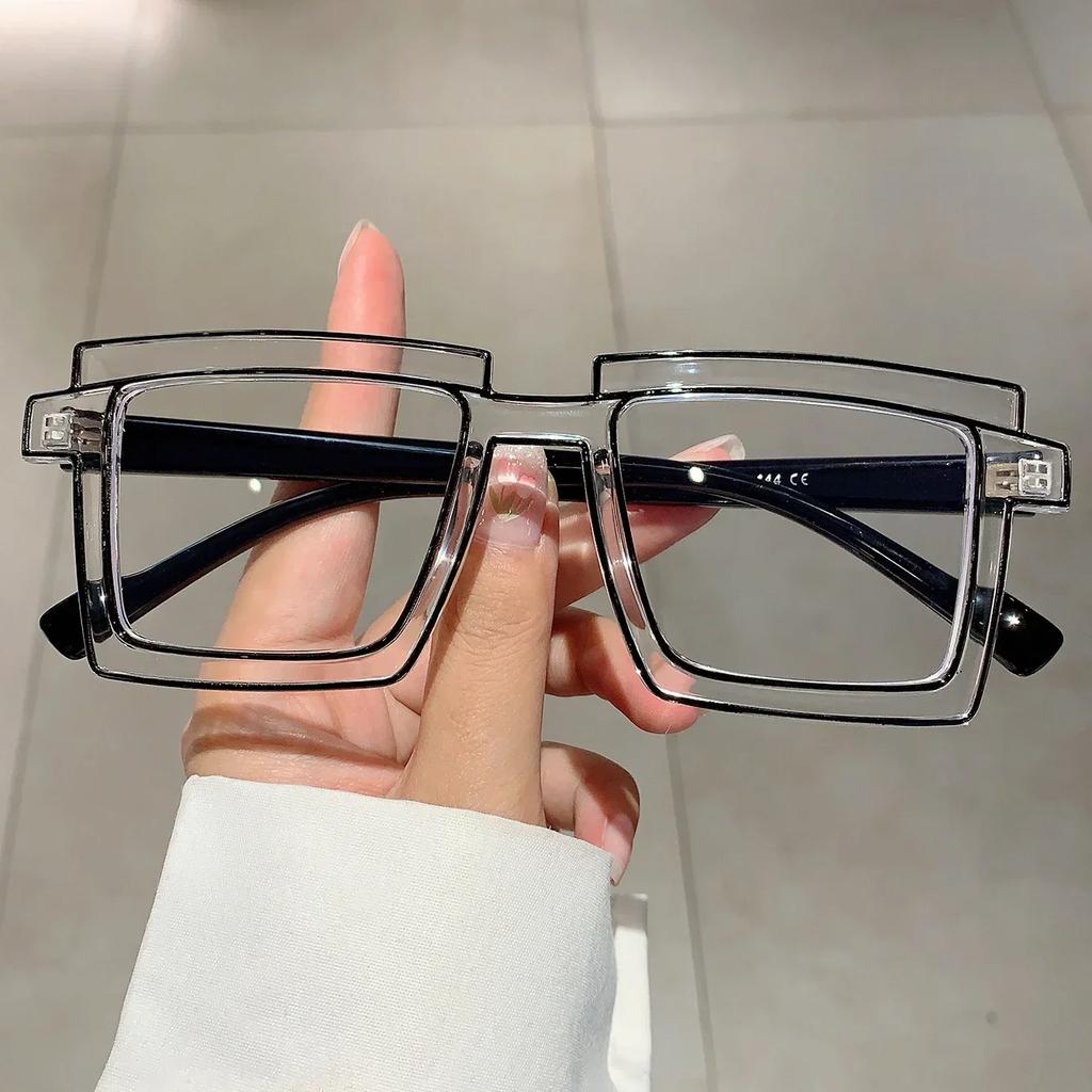Trendy Personality Fluorescent Anti Blue Light Glasses Anime Party Plain Light Mirror Optical Eyewear Ins Fashion