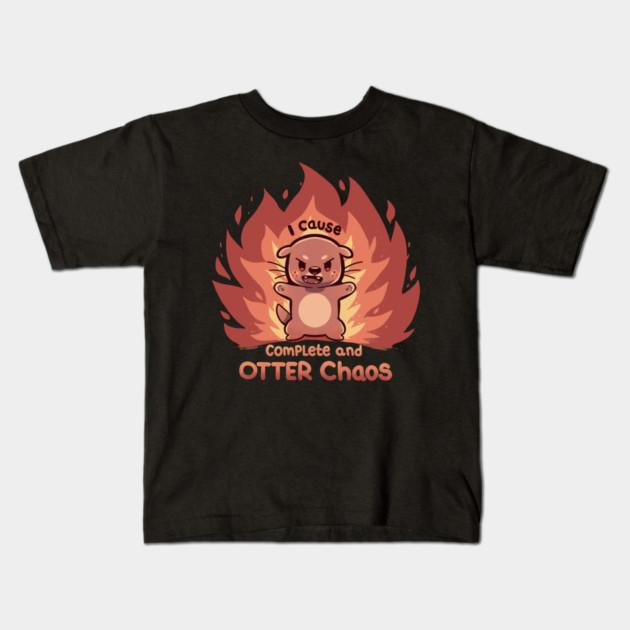 Boys Girls Soft Cotton Graphic Tees Otter Chaos Breathable Daily School Wear Kids T-Shirts