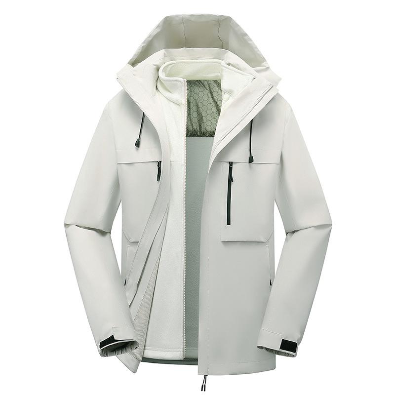 Personalized Windproof 3-in-1 Jacket: Solid Color, Custom Logo, Unisex Design, Thick Workwear