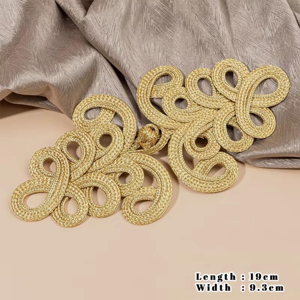 

Golden Chinese Frog Buttons Flower Fastener Cheongsam Buttons Handcraft Accessories D