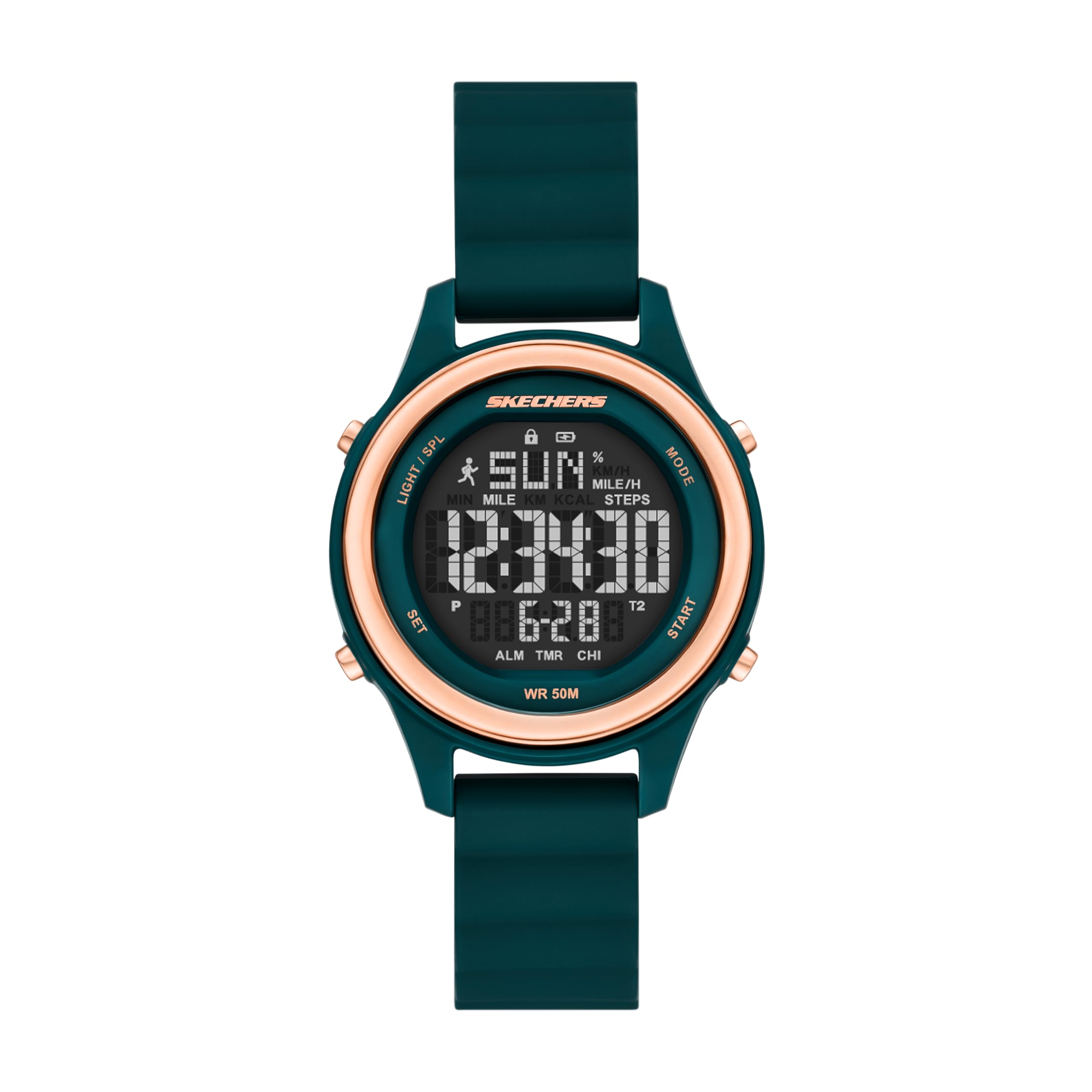 Skechers Fairhaven Digital Green Silicone SR6349 Women s Watch, зелёный