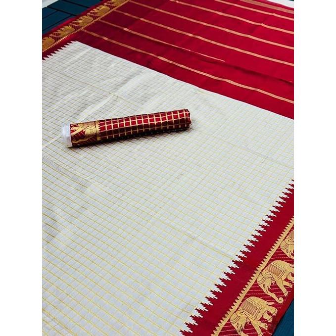 Sari de Mătase Moale Kanjivaram Pur pentru Femei RSINC  (Paithani Animal Elefant) B0CQTB33DX