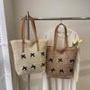 Yogodlns Summer Beach Large Capacity Tote Bag Women Shoulder Bag Handmade Woven Top-Handle Bags Raffia Boho Women Bag