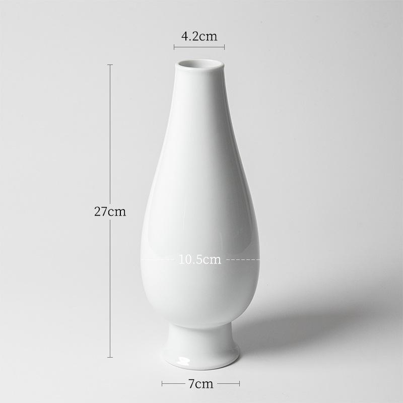 Thin-Walled Translucent White Ceramic Vase, Zen Style, Antique Chinese Plum Blossom Ornament for Living Room Decor.