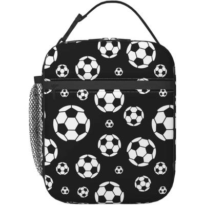 Football Ball Insulated Lunch Bag Unisex Reusable Soccer Ball Lunch Box Sports Theme Cooler Tote Bag for Work Travel Picnic
