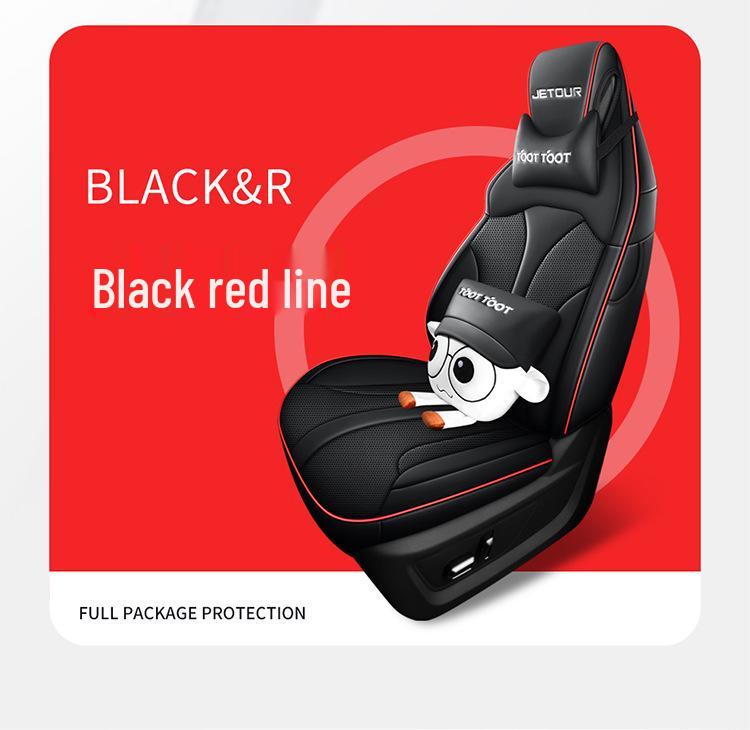 Premium Leather Car Seat Cushion - 24 Models for Five-Seater Fit, Cartoon Design, All-Season Use