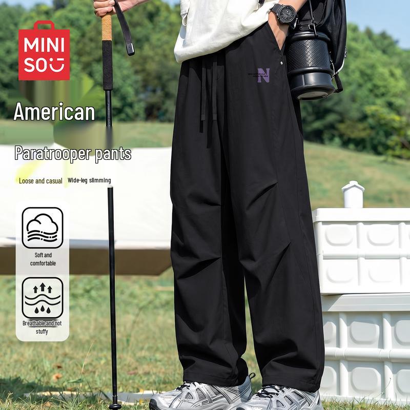 MINISO Men s Summer Parachute Cargo Pants M чёрный