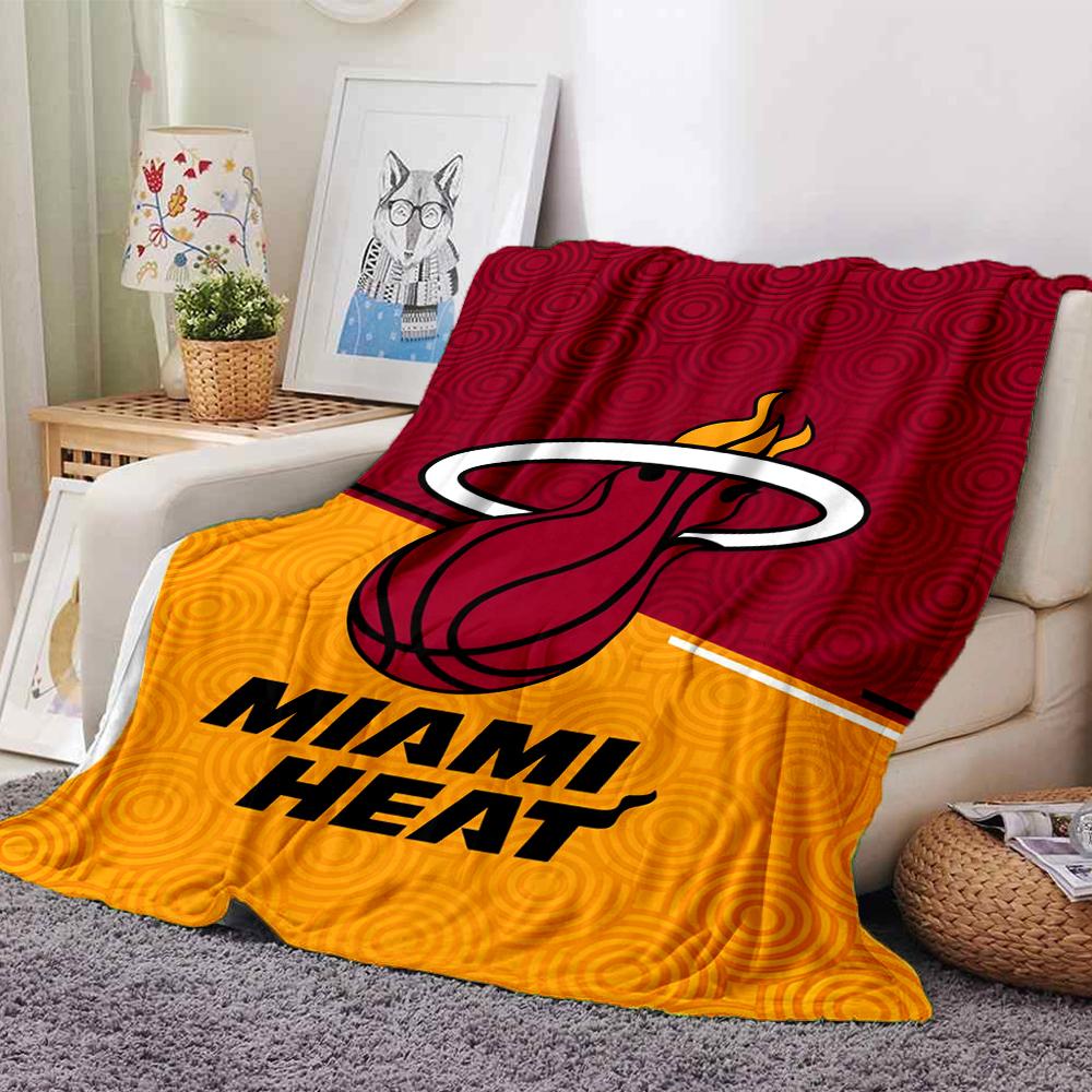 Miami Heat Theme Printed Blanket - Perfect for Couch, Bed, Travel & Outdoor Use | Machine Washable, Cozy & Durable.